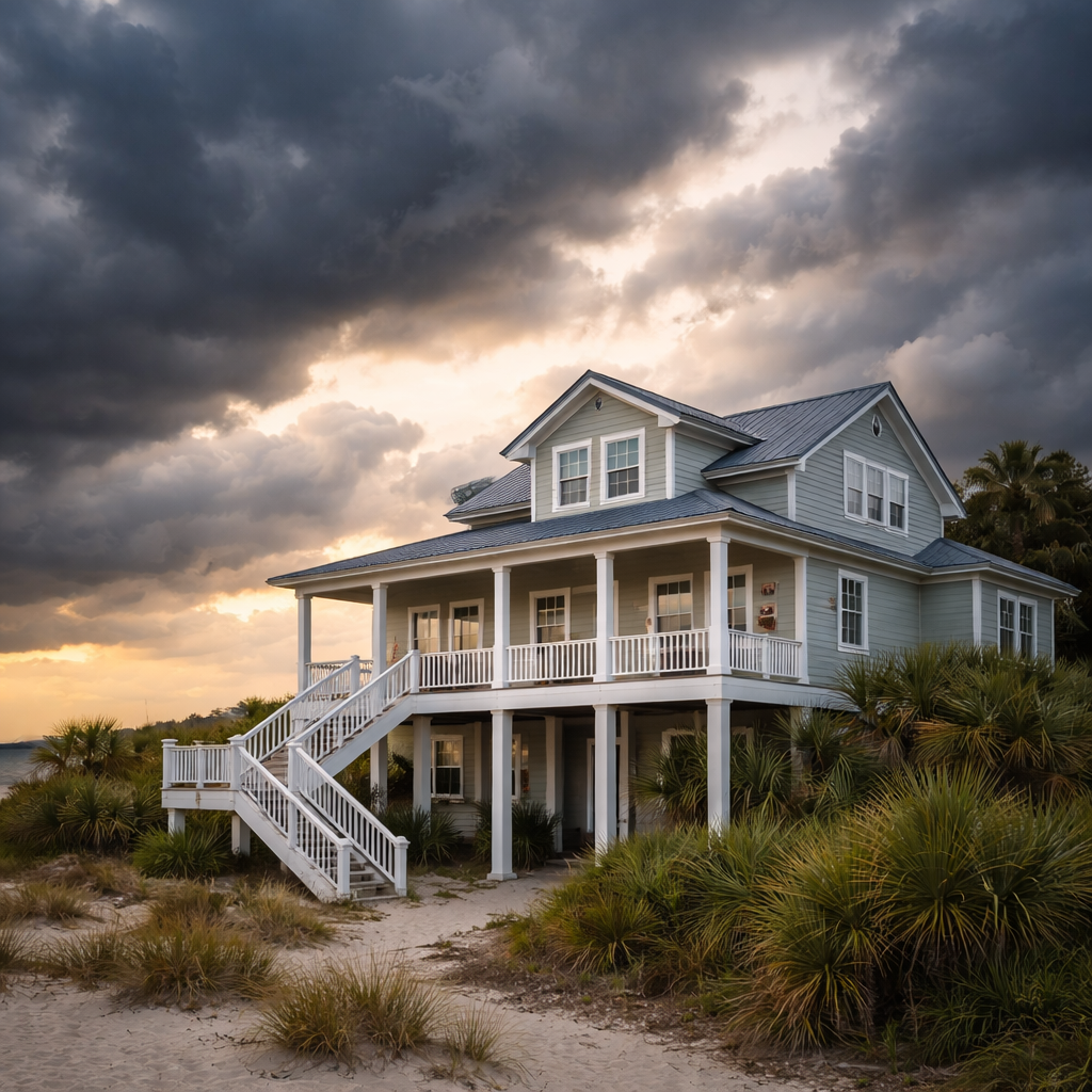 Edisto Island beach home after coastal storm for home watch inspection.